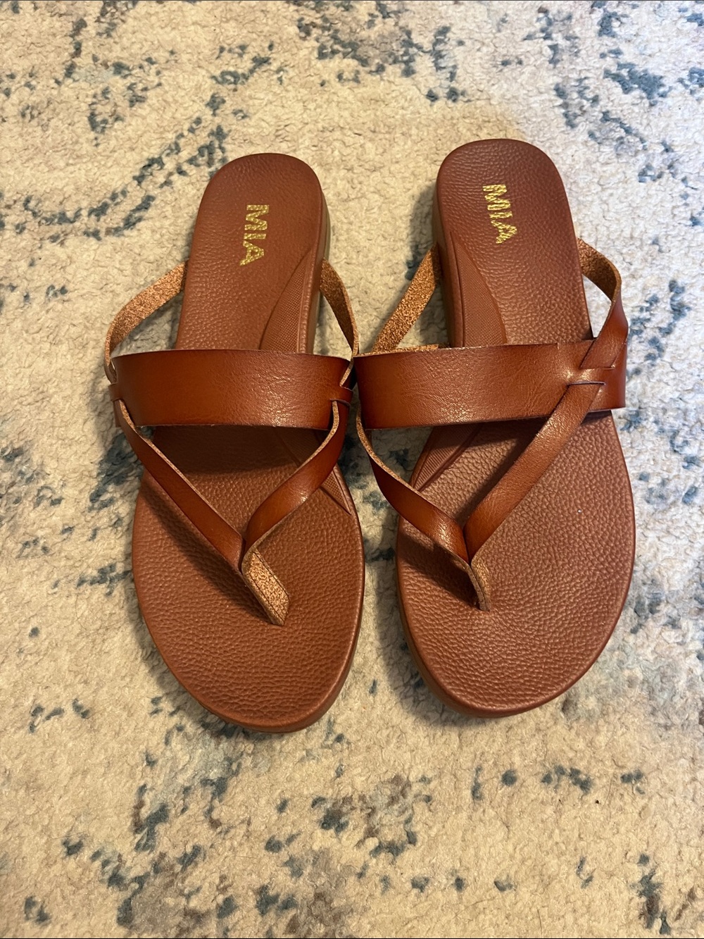 NWOT MIA Women's Cognac Cross-Strap Slide Sandals